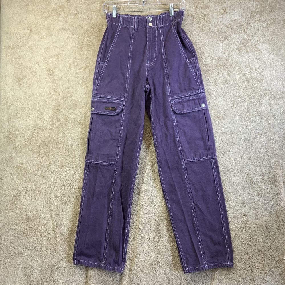 BDG Relaxed Skate Cargo High Rise Wide Leg Jeans‎ Womens 25 Elastic Waist EUC